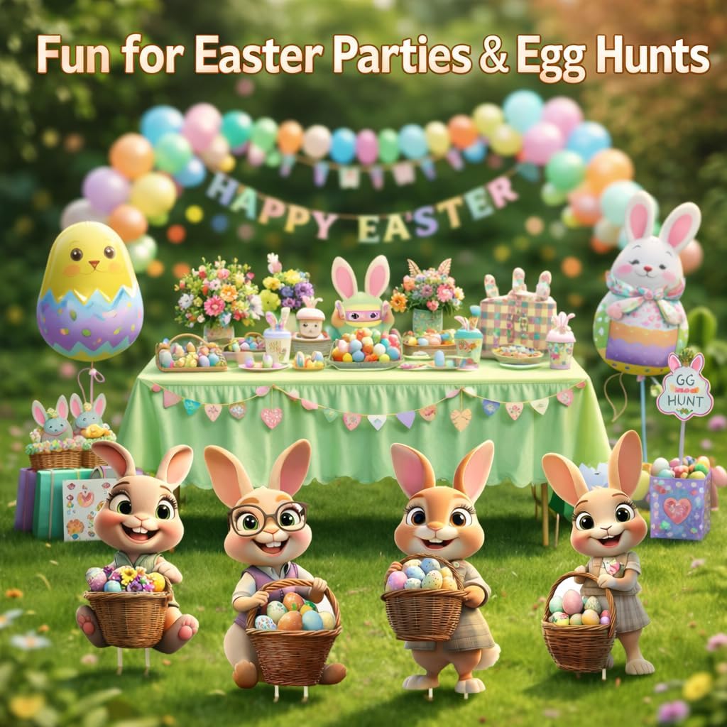 8 PCS Easter Yard Signs, Easter Decorations Outdoor Set Lawn Signs with Stakes, Waterproof Bunny & Egg Lawn Decorations for Outside, Spring Yard Decor for Garden, Front Yard, Walkway, Easter Party