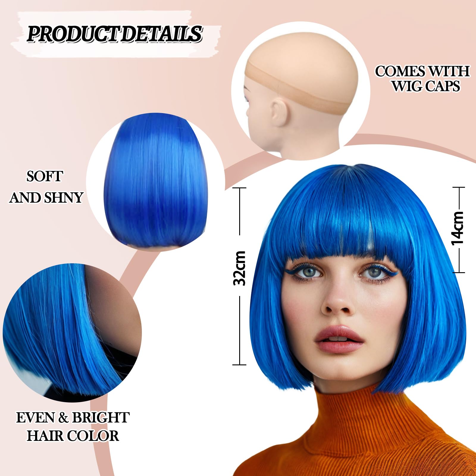 Peluca Bob Peluca Cabaret Pageboy Charleston Pelucas para Carnaval/Disfraces y Fiestas de Lemas - 18 COLORES (Negro con mechas azules Peluca Bob Peluca Cabaret Pageboy Charleston Pelucas para Carnaval/Disfraces y Fiestas de Lemas - 18 COLORES (Negro con mechas azules