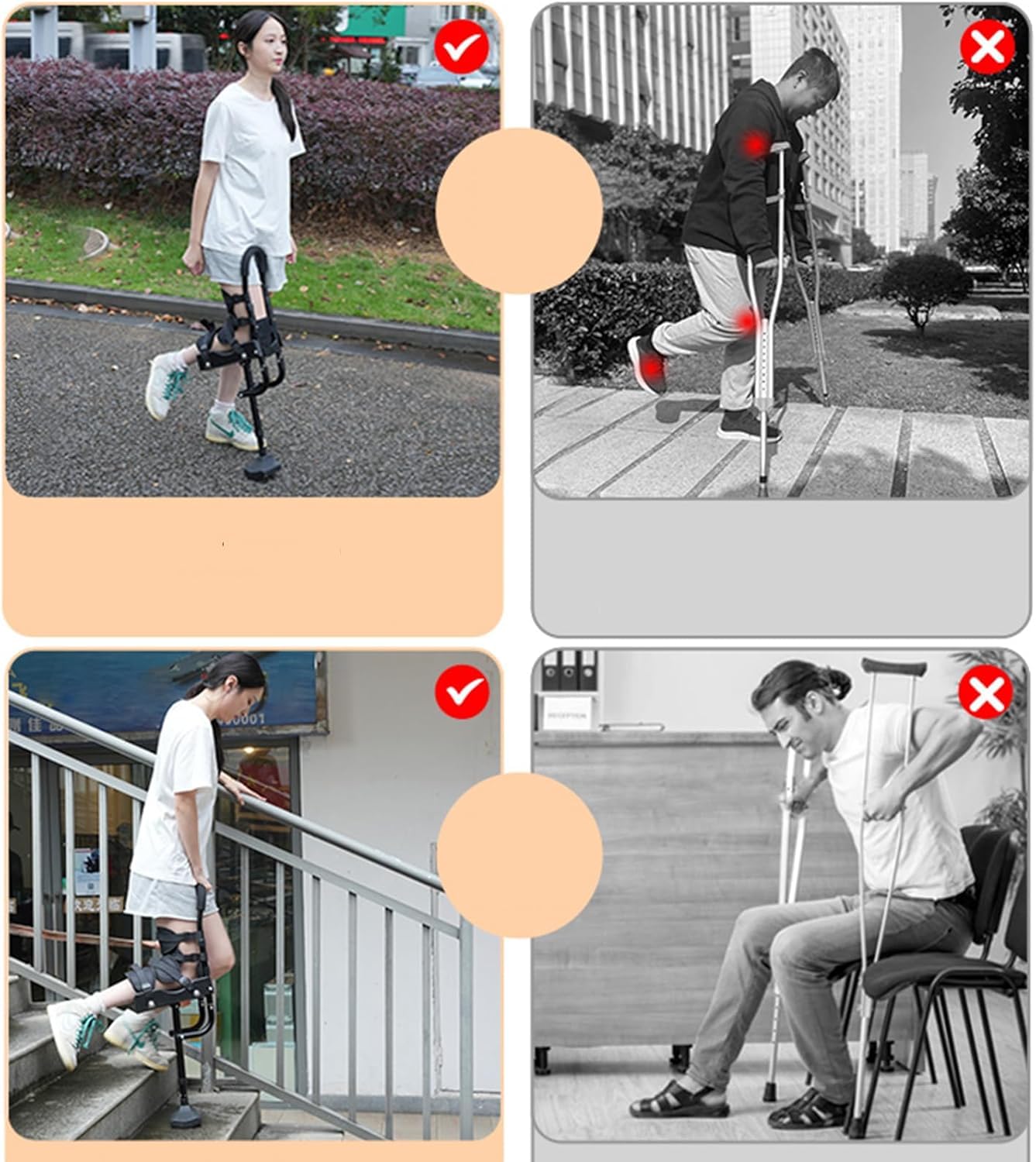 Muleta Manos Libres, muleta de Rodilla sin Dolor, muleta de Rodilla Ligera y Antideslizante para Caminar, muleta para Caminar para Hombres y Mujeres