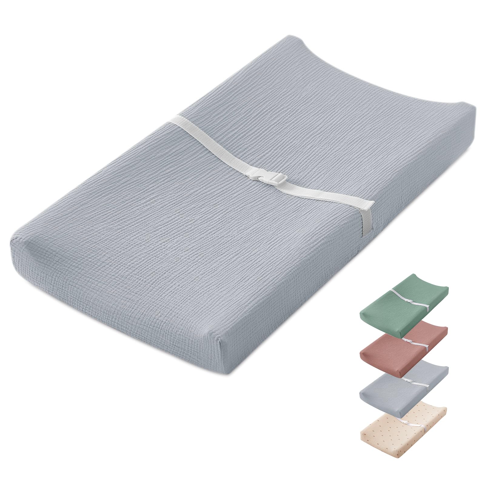 Blissful Diary Cambiador con funda de muselina, rectangular, color gris