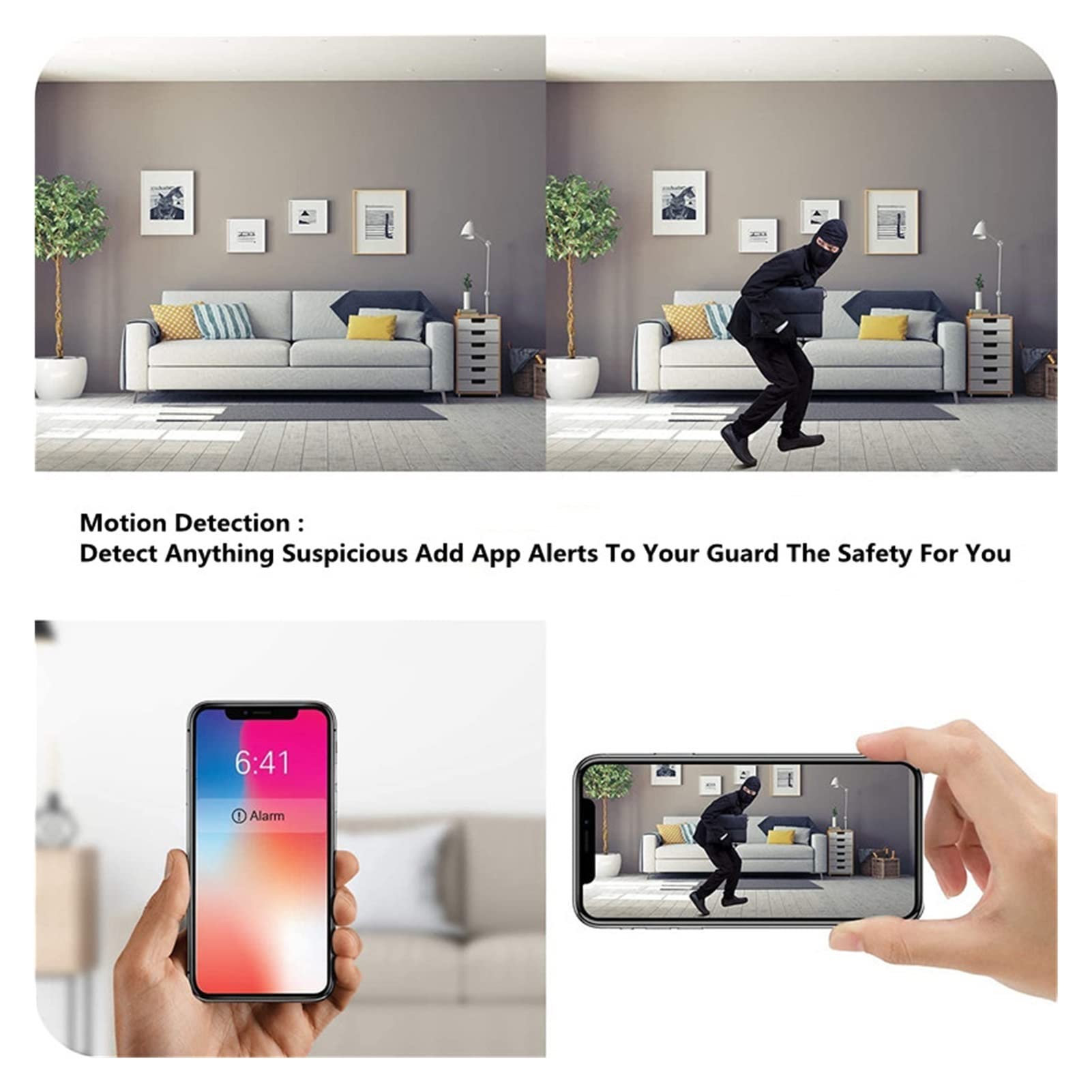 Detector de humo inalámbrico con alarma de humo HD WiFi Mini Camera Detector de humo Cámara Smart Security Security Security Recorder de video de audio por teléfono inteligente for la oficina en casa