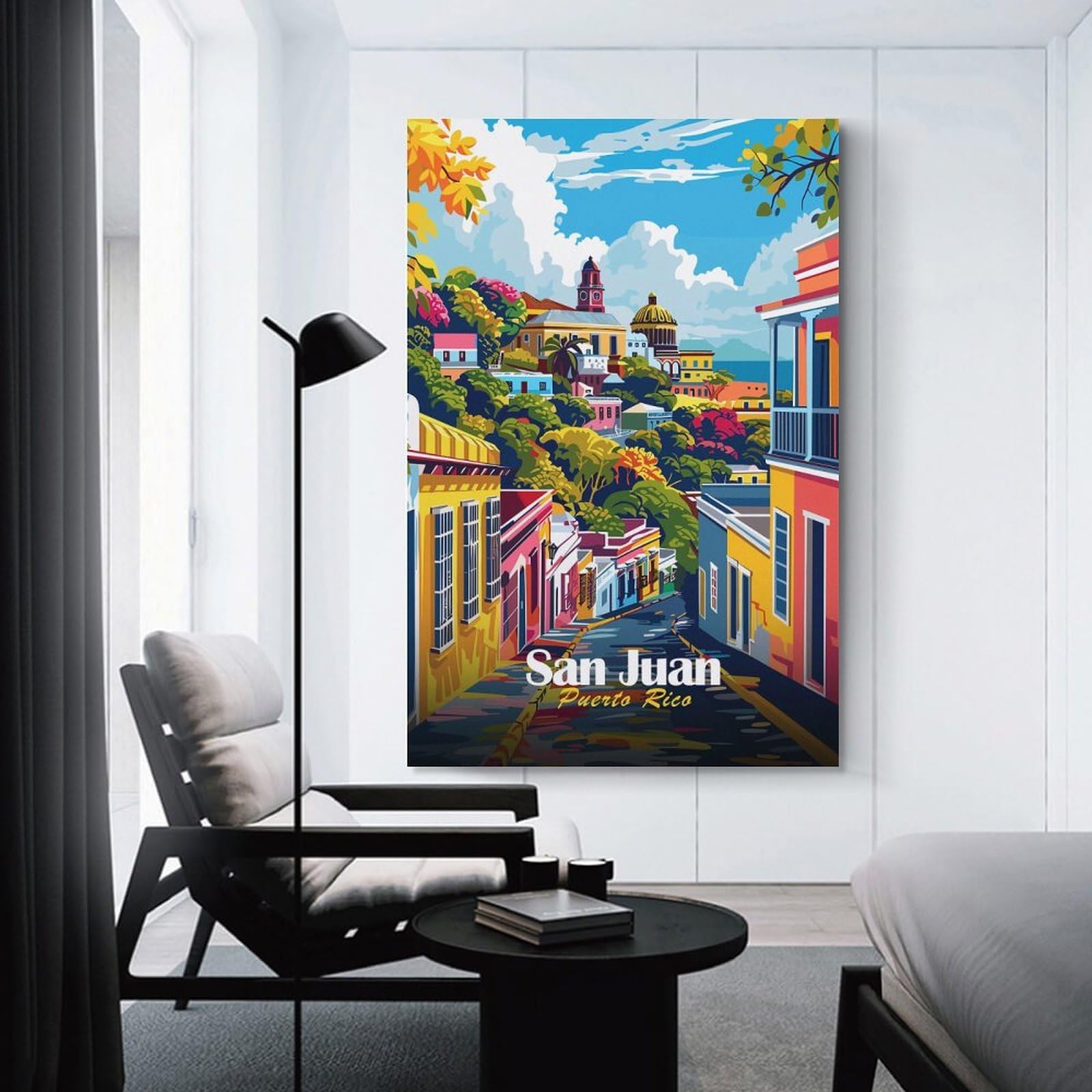 Junmoney San Juan, Puerto Rico Cityscape Canvas Wall Picture 20x30inch(50x75cm), for Contemporary Homes, Apartments Or Offices, Wall Decor with Flexible Room Appeal