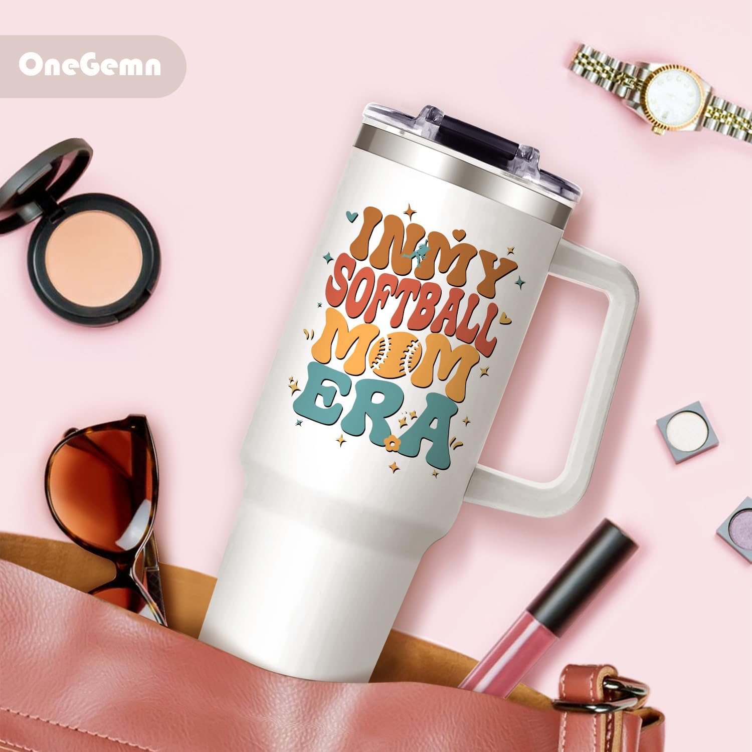 Softball Mom Gifts for Women Gifts for Baseball Mom Mothers Day Birthday Gift from Daughter Son,40oz Softballs Moms Tumblers for Women,Softballs Lover Mothers Must Have In Softball Moms Era - Image 5