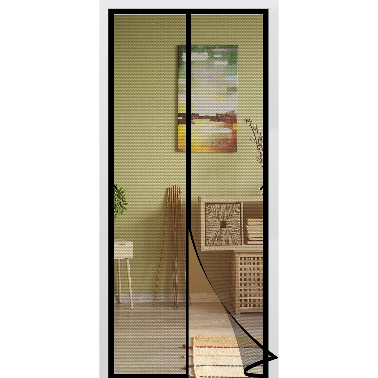 Moustiquaire 200 x 265 cm aimantée noire pour porte de balcon