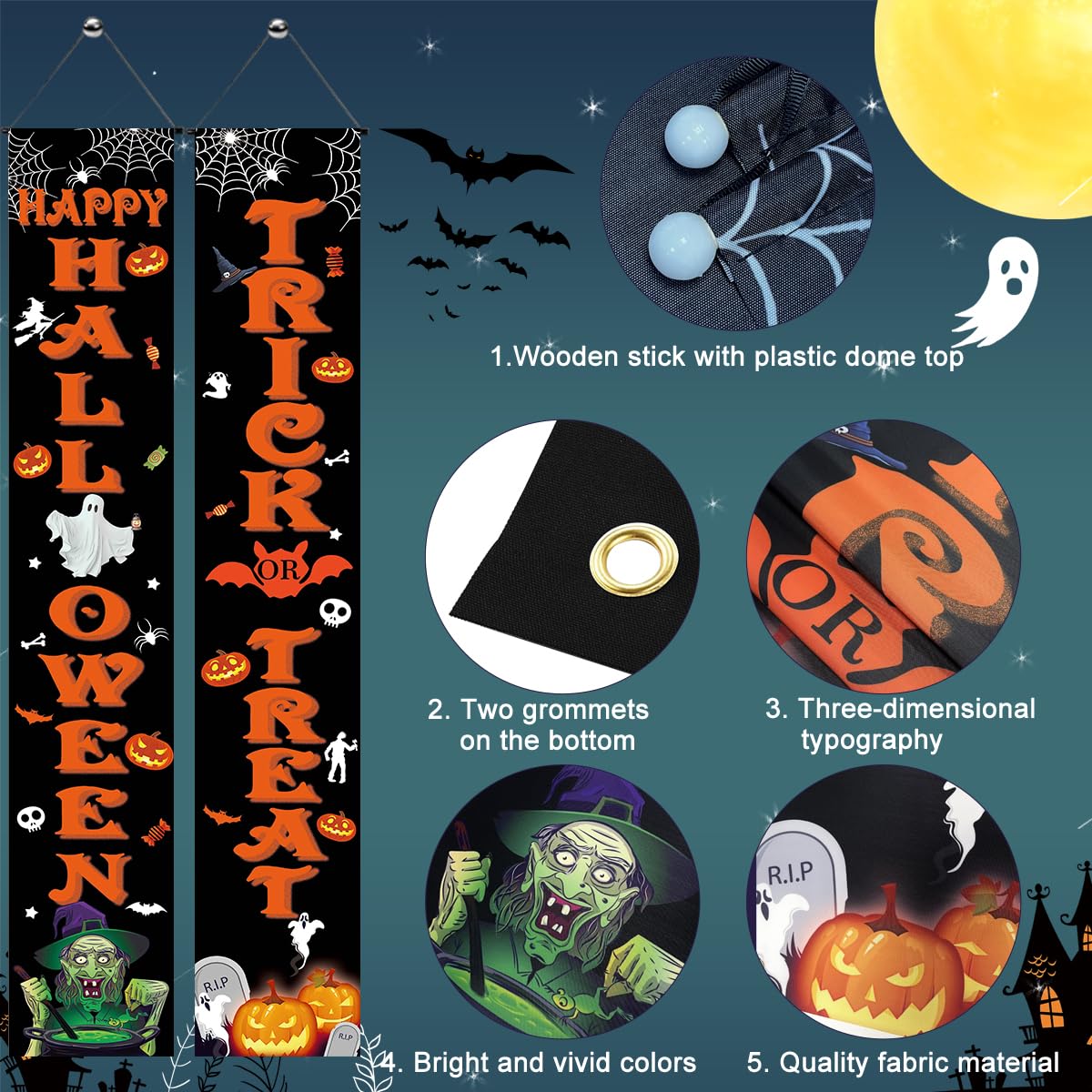 Pargleev Halloween-Türbanner 'Süßes Oder Saures' – Wetterfeste Outdoor-Deko Für Veranda & Garten