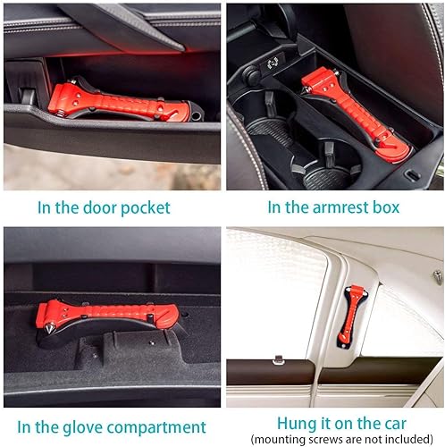 Miniatura 8 de Martillo de seguridad de 6 piezas, herramienta de escape de emergencia con rompedor de ventana de coche y cortador de cinturón de seguridad,