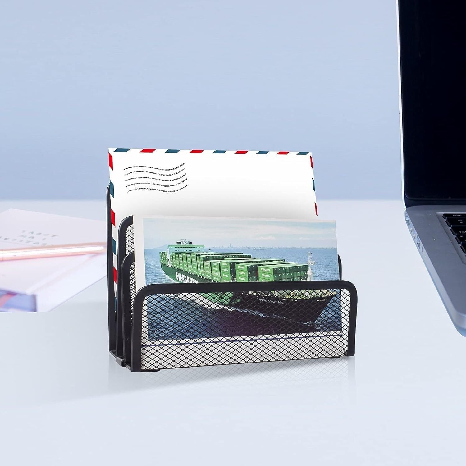 Habrur Schreibtisch Organizer Stiftehalter Schreibtisch Schreibtisch-Organizer, Kleiner Aktenhalter, Brief-Organizer, Metallgeflecht, Dokumenten-Ablageordner, Papier-Organizer Organizer Büro