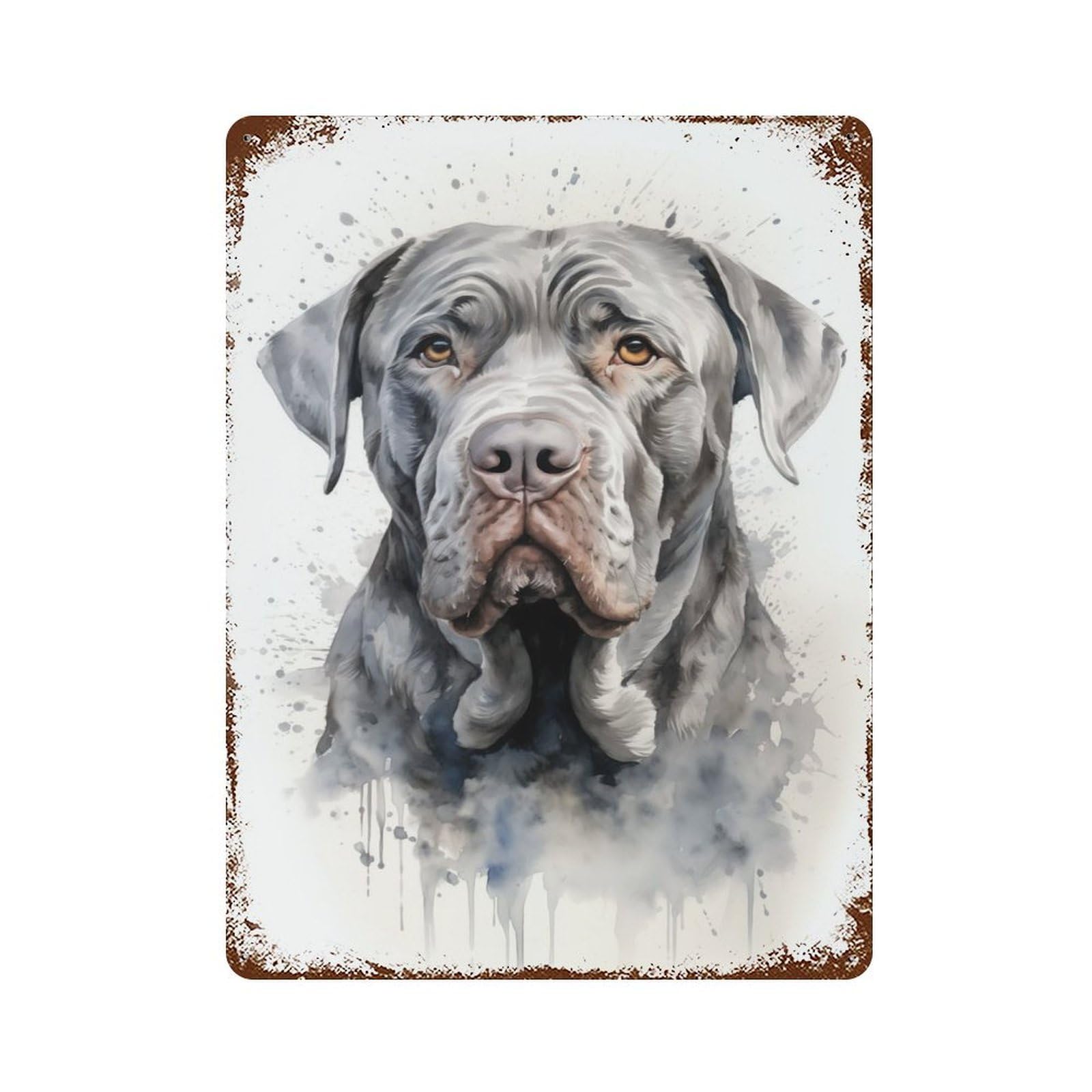 Vintage Rust Metal Sign Neapolitan Mastiff Dog 15.7"x11.8", Decorative Metal Wall Art for Basement, Hobby Room And Garage Decor