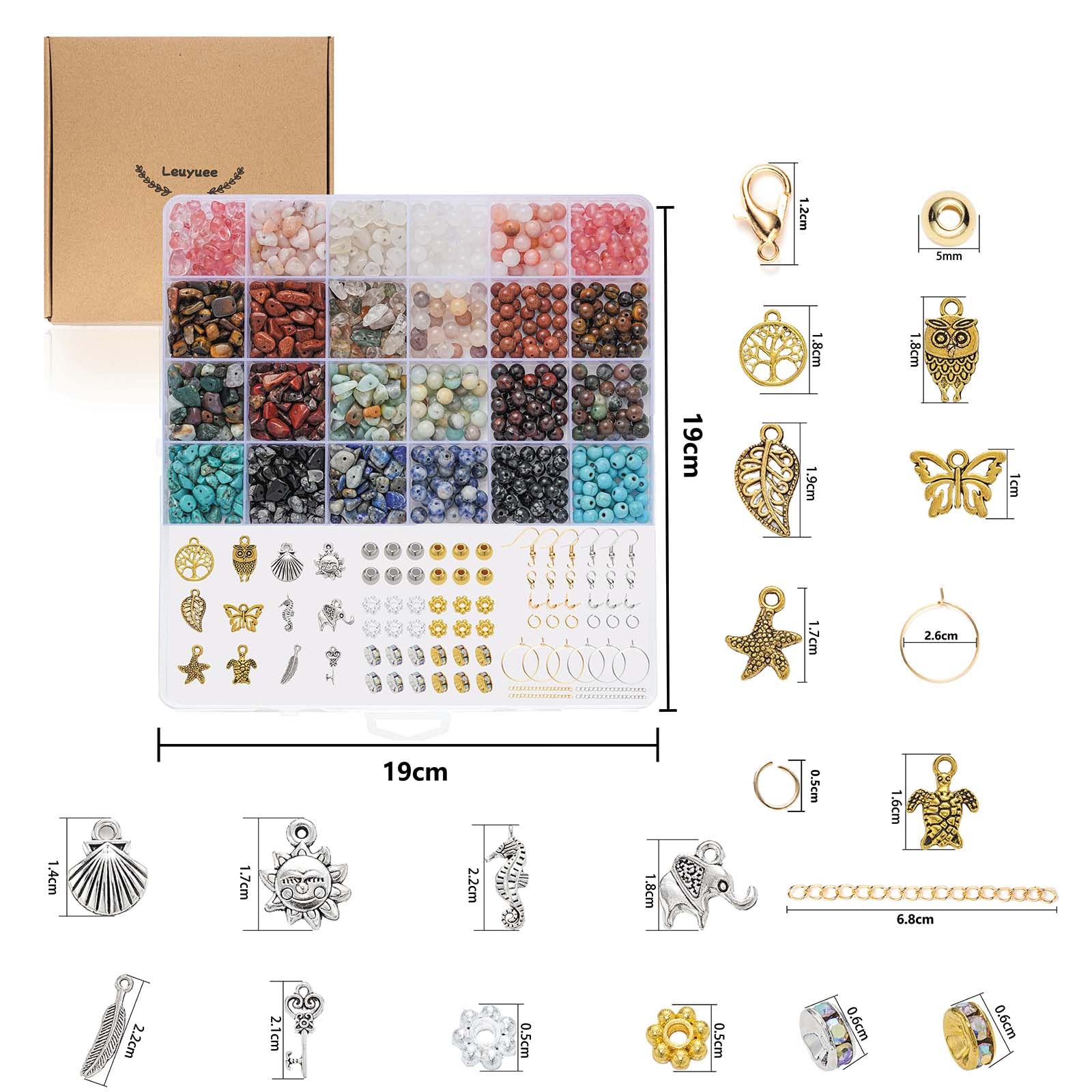 Leuyuee Perle naturali per braccialetti di perle con pietre preziose Set di perle da infilare Set di perline per albero di cristallo fai da te Albero della vita Gioielli fai da te Collana Orecchini