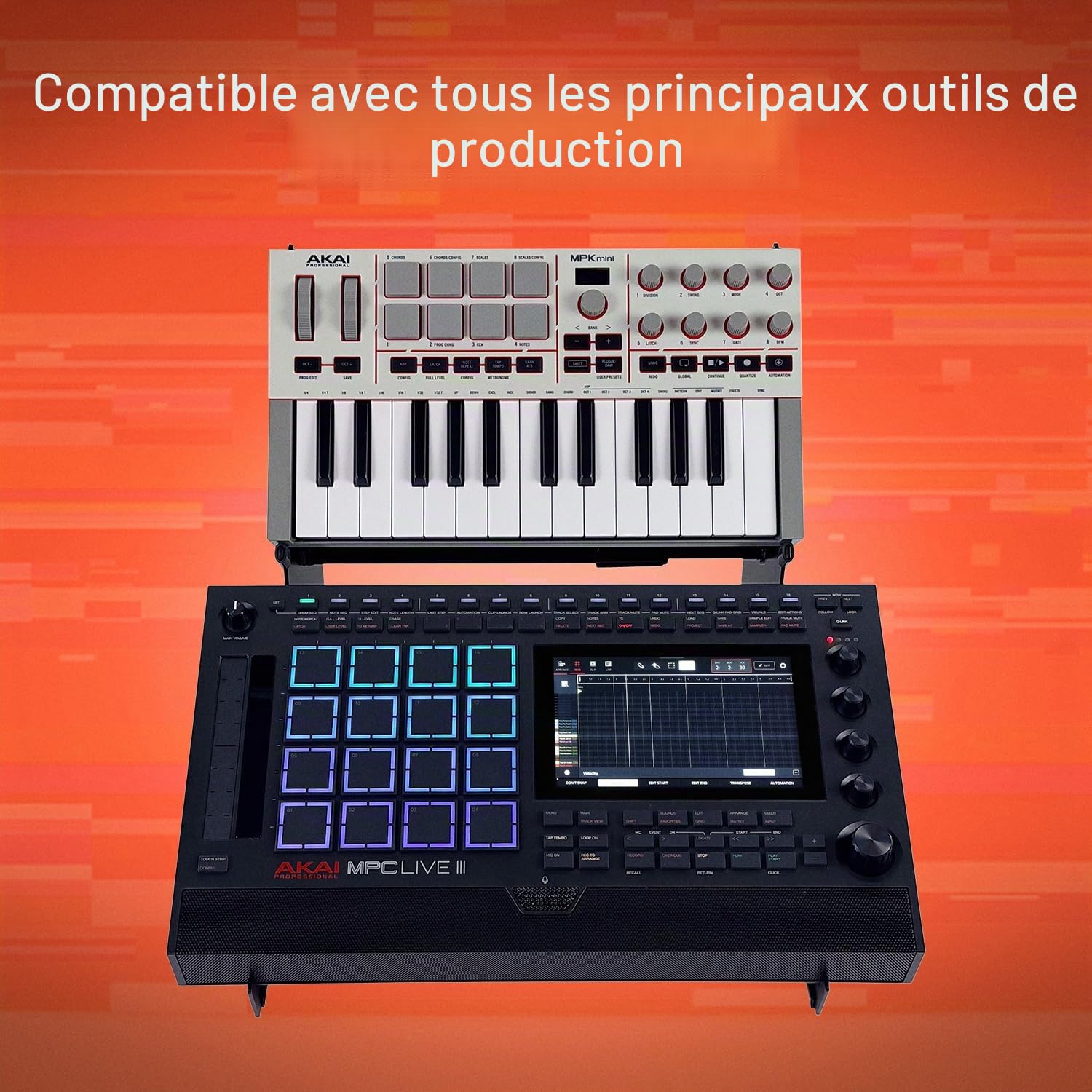 Analog Cases XTS Stand : Support de Bureau Professionnel à 2 Niveaux (équipement de Studio en tôle 100% Solide, Largeur réglable de 27 à 47 cm, Support DJ avec ergonomie améliorée)