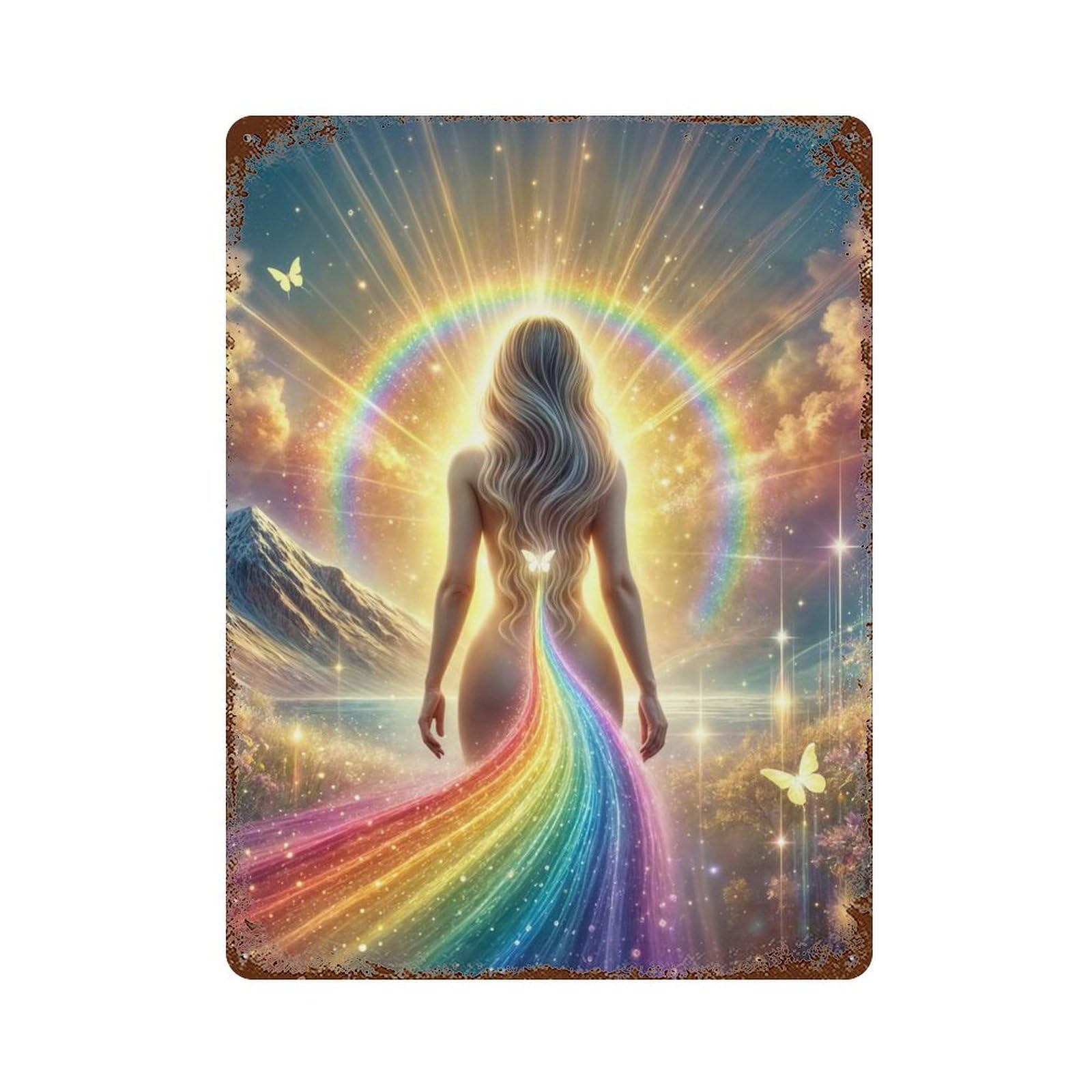 Leading The Rainbow Retro Metal Sign 15.7"x11.8", Shabby Chic Decor for Bistro, Counter And Cafe Decor
