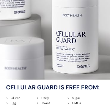 BodyHealth Cellular Guard - 100mg Vitamin C, 80mg Calcium | Sulforaphane Activation & Antioxidant Support | Promotes Cellular Health, Immune Resilience & Detox Pathways - 120 Capsules