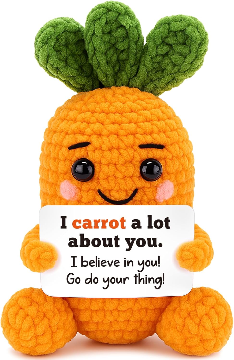 FEFAMM Birthday Gifts for Women Men, Mini Inspiration Handmade Crochet Carrot for Friends Coworkers Sister Easter Basket Stuffers Gifts Cheer Up Support Easter Decorations