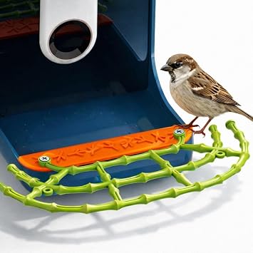 Bird Feeder Perch Extender Compatible with Bird Buddy, Bamboo-Style ABS | 9.21 x 4.33 x 0.43 in, two-screw mounting, dual side ports, wider landing area, improved full-body camera framing