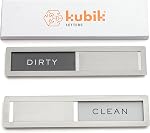 Panneau magnétique propre/sale pour lave-vaisselle, gadget de cuisine pour essentiels d'appartement et cadeaux de registre de mariage - lettres Kubik en acier inoxydable de qualité 304 - bandes adhésives supplémentaires incluses