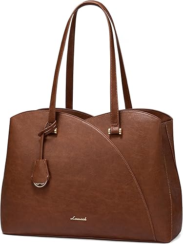 Miniatura 20 de LOVEVOOK Bolso de mano para laptop para mujeres, bolsos de trabajo, bolso para laptop para maestros, bolso de computadora de cuero, carteras Negro