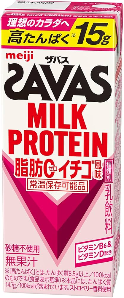 Amazon.co.jp: SAVAS(ザバス) MILK PROTEIN 脂肪0 イチゴ風味 200ml×24