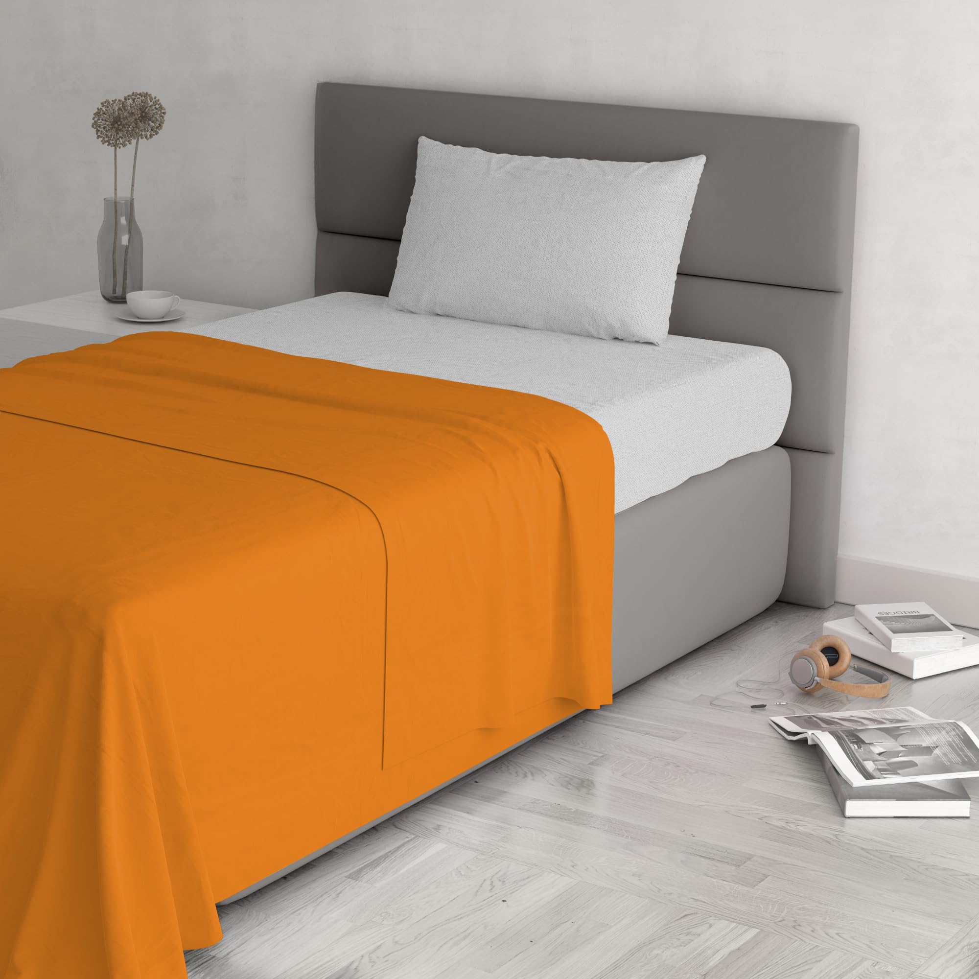 Trend Chic Bedding Set, 100% Cotton, Made in Italy, Single, Pumpkin