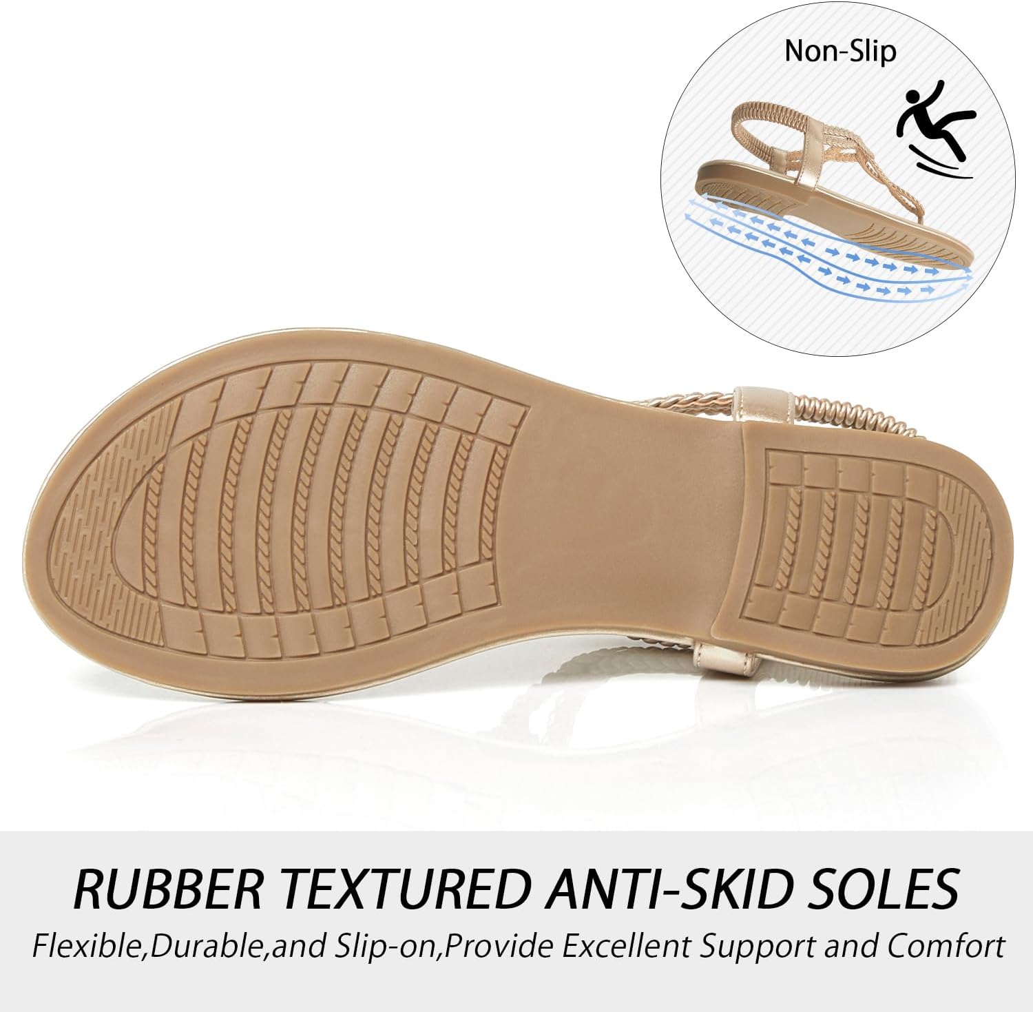 iCKER Women Flat Sandals Braided Thong Summer Elastic Strap Woven Beach Dressy Flip Flops Sandals - Image 4