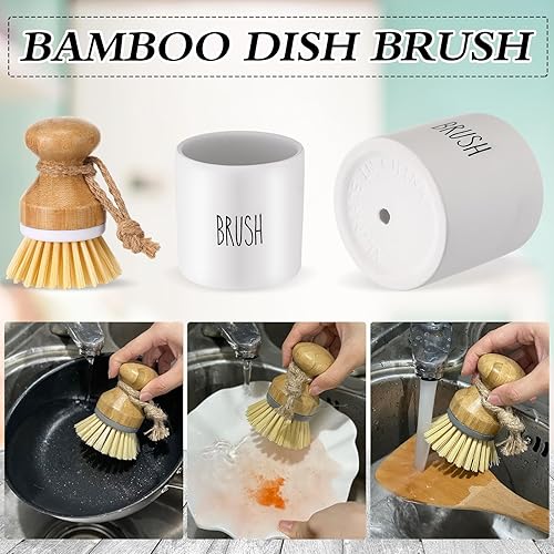 Miniatura 3 de Sunnyray Juego de 5 dispensadores de jabón de cocina, dispensador de jabón de vidrio para platos y dispensador de jabón de manos con bandeja,