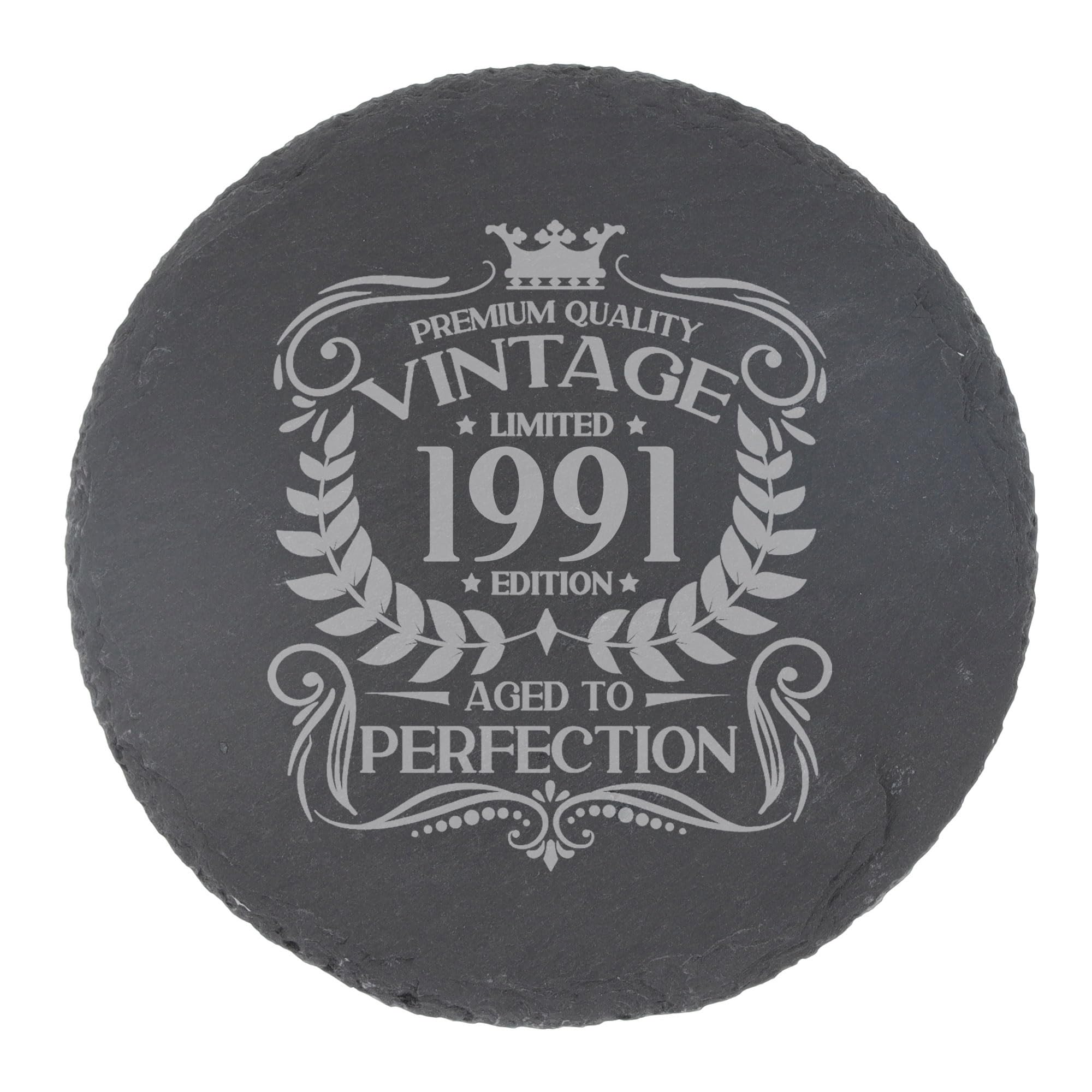 80th Birthday Gift for Men Vintage 1946 Aged to Perfection Engraved Slate Coaster Present for 80 Year Old Etched Natural Slate Placemat (Round Slate) — view 221
