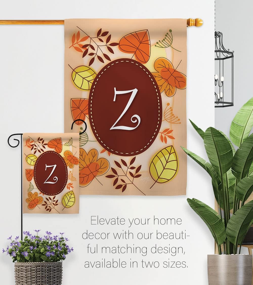 Breeze Decor GS130052-BO Z Initial Fall Harvest & Autumn Decorative Vertical Banner Pole, Garden Flag 13"x 18.5", Thick Fabric