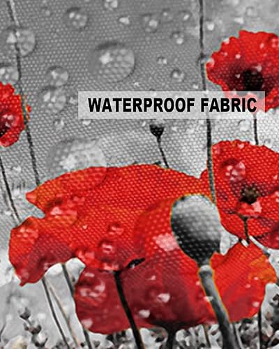 Miniatura 5 de Juego de 2 fundas de almohada abstractas de flores rojas y campos de amapola para exteriores, fundas de almohada decorativas impermeables, fundas de