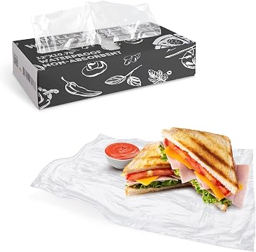 APQ Clear Deli Wrap Plastic Sheets, 12 x 10.75 Inches. 10000 Pack Pop-Up Pre-Cut Leakproof Plastic Sheets for Food Service, Baked Gifts