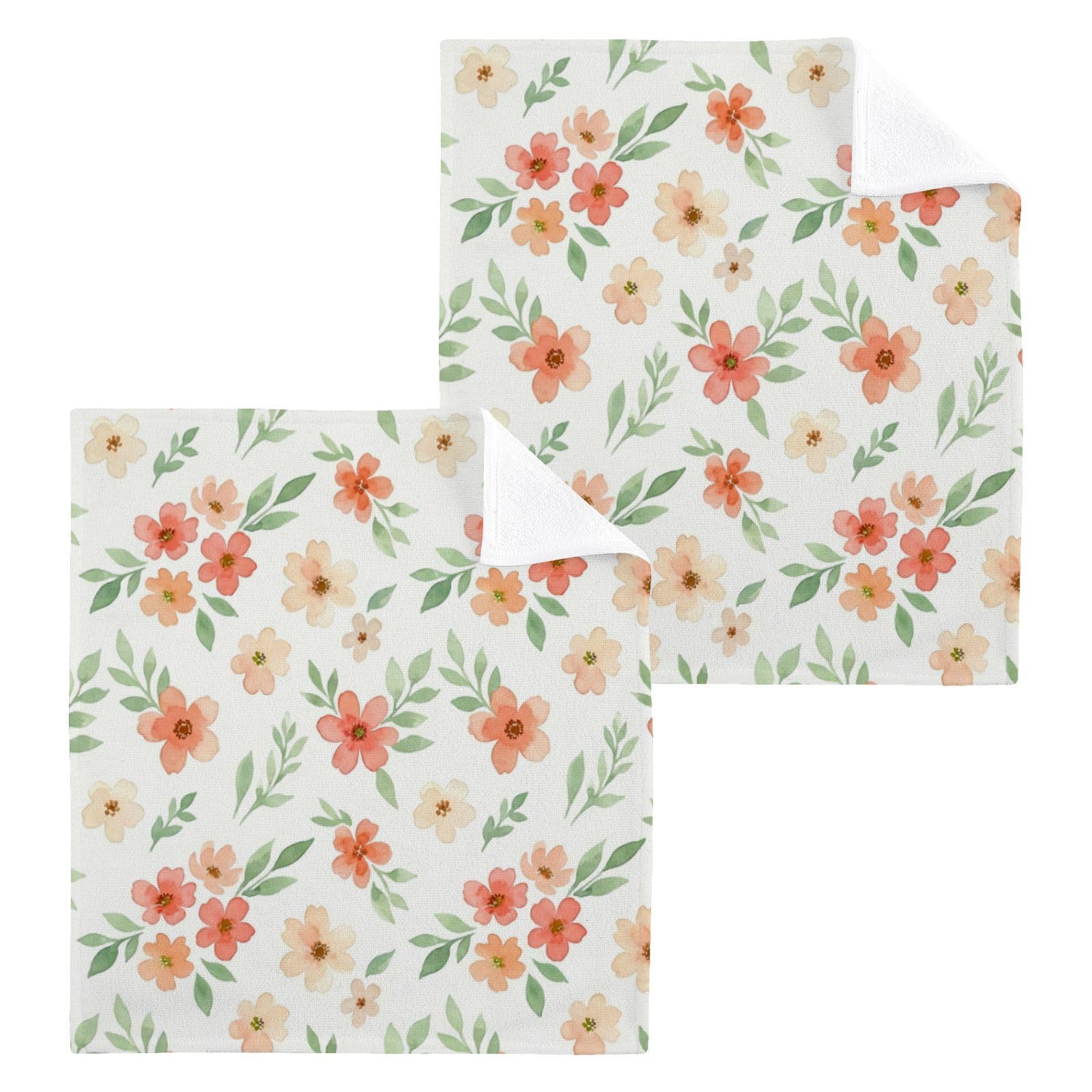 BOESI Blossom Watercolor 12x12in Cotton Washcloth,Face Towel