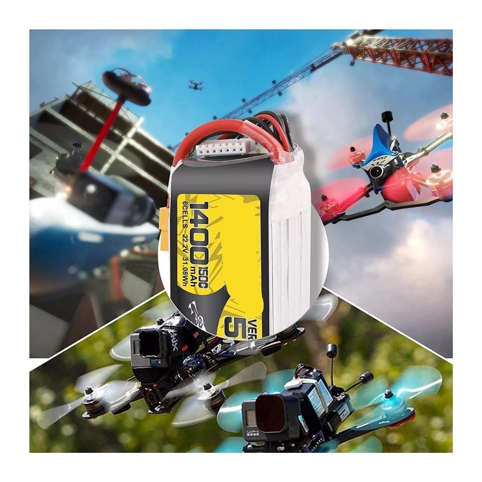Quadricottero RC Drone Da Corsa FPV 3S/4S/6S XT30 XT60 | Batteria Lipo 5.0 V5 150C 850 1050 1200 1300 1550mAh(4S 850mAh XT30)