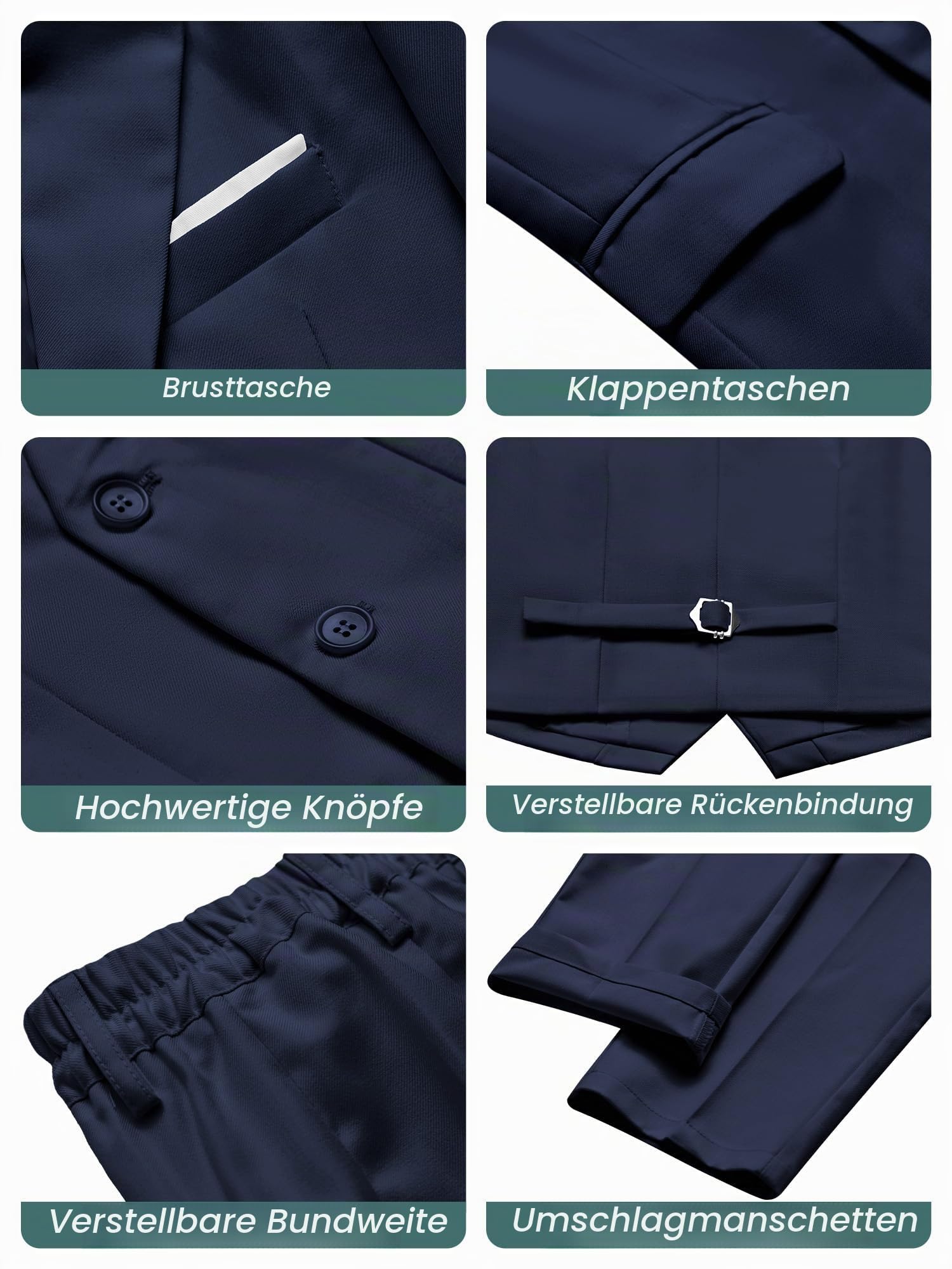 Jungen 5 Stück Anzüge Slim Fit Hochzeit Geburtstag Prom Performance | Für alle Jahreszeiten geeigneter Jungen Anzug inklusive Sakko, Weste, Anzughose, Hosenträger und Fliege