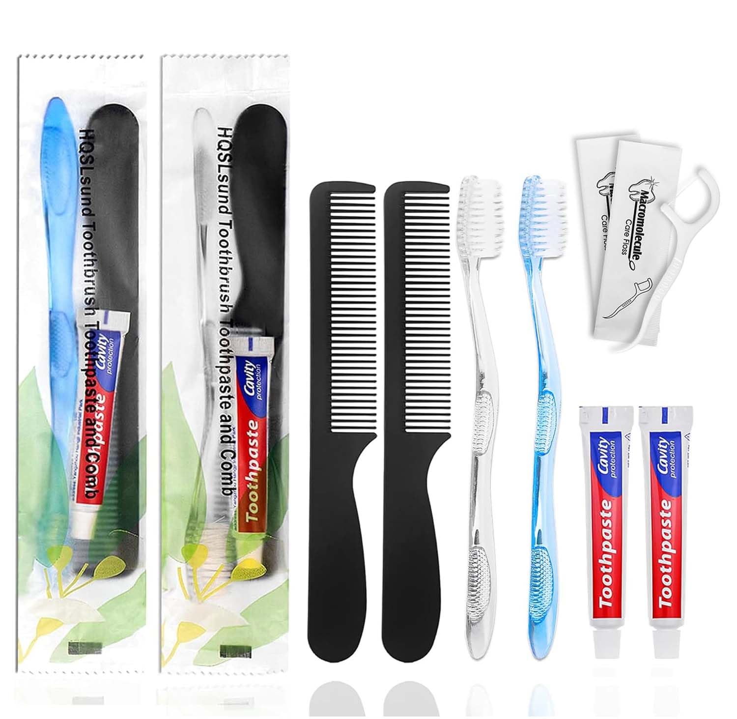100 Pack Disposable Toothbrushes Bundle with 150 Pack Dental Floss Picks Individually Wrapped