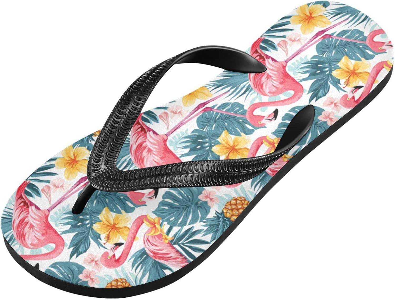 MNSRUU Flip Flops for Women Men Tropical Plant Leaf Flip Flops Womens Slides Men Sandals Shower Slippers Summer Non-Slip Flipflops for Swim Beach Bathroom, XS