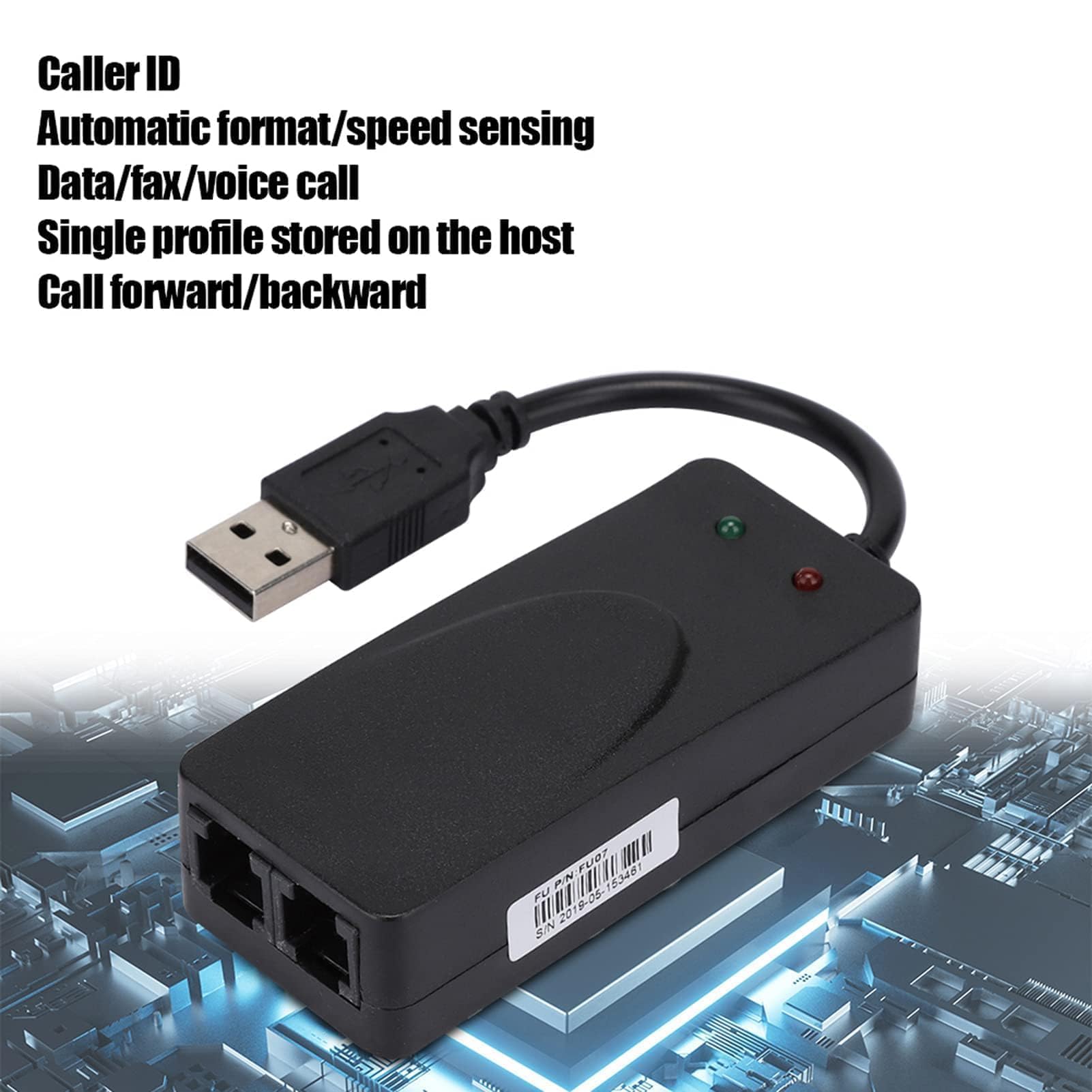 Módem Externo De Datos Y Fax De Voz USB De 56 K Con Puertos Duales, Módem Por Cable Compatible Con Win 7/Win 8/Win 10/Win Xp Y Compatible Con Marcación Automática, Marcación Por Tonos Y Pulsos, Respue