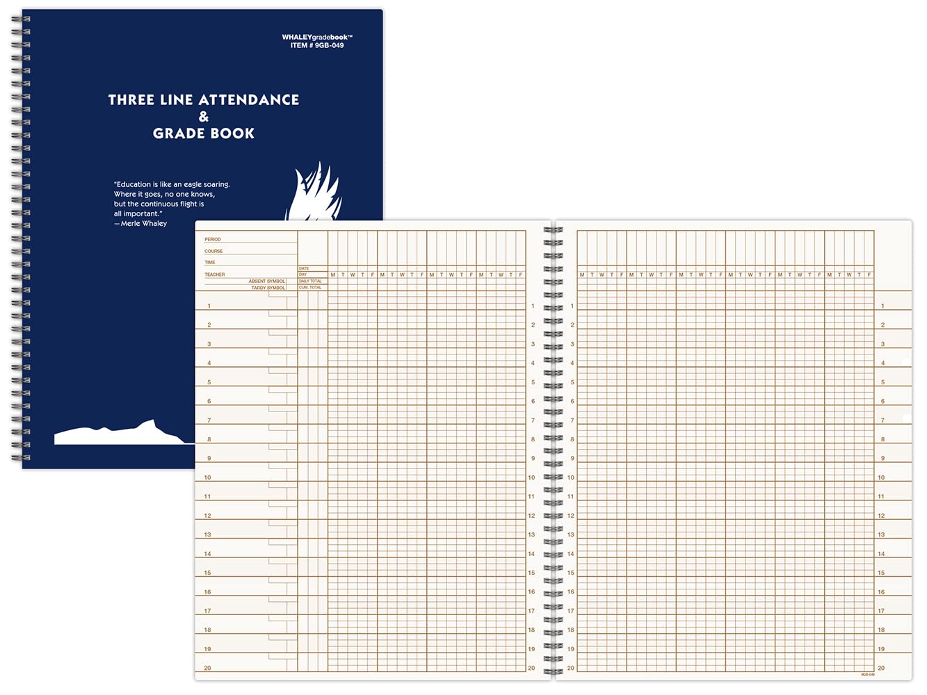 Whaley Gradebook (9 x 12 inches) 3-Line Grade Record Book, Four 10-Week Sessions (9GB-049) - Image 9