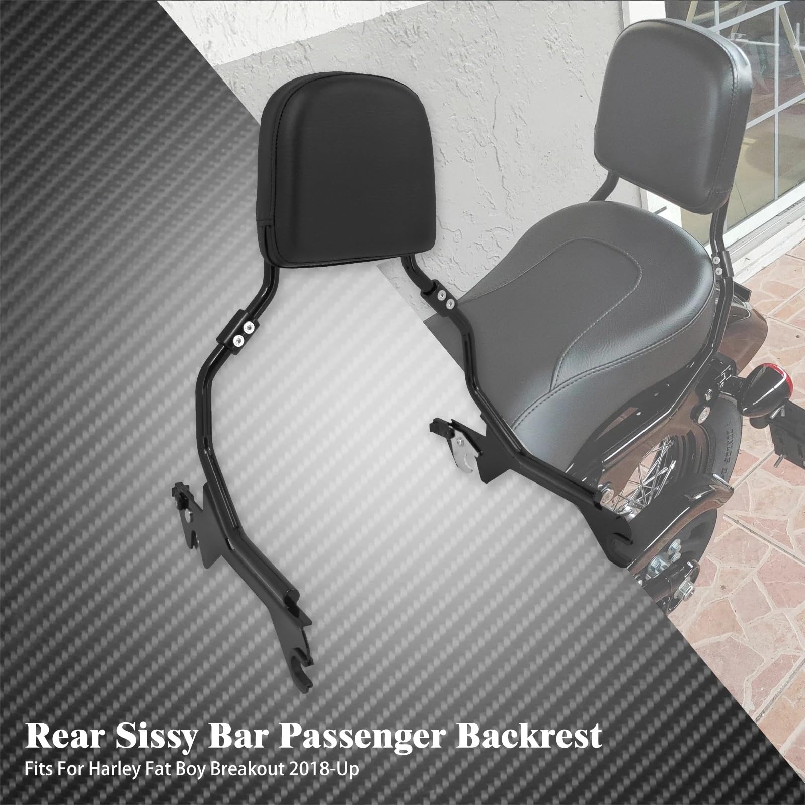 drążek Sissy z bagażnikiem Tylne oparcie motocykla pasażera Sissy Bar odpinany tył pasuje do Harley FLFB Breakout FXBR 18-Up