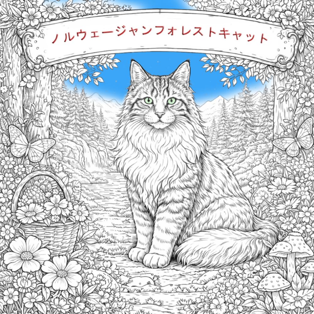 ノルウェージャンフォレストキャット ぬりえブック: 美しいノルウェージャンフォレストキャットのぬりえ – 自然やおうちのシーンで楽しめる、子どもから大人までのリラックス塗り絵