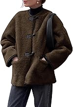 Cicy Bell Womens Faux Fur Jacket Fuzzy Coat Long Sleeve Button Front Warm Winter Outerwear with Pockets