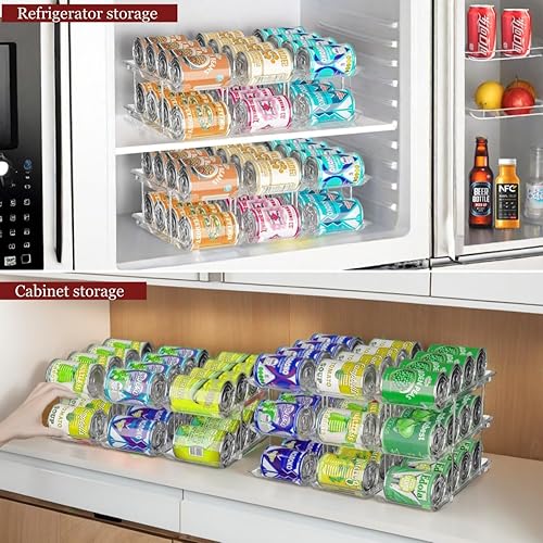 Miniatura 4 de Organizador de latas para despensa, 3 juegos de 2 niveles, organizador de latas de soda, organizador de latas de soda para refrigerador, estante