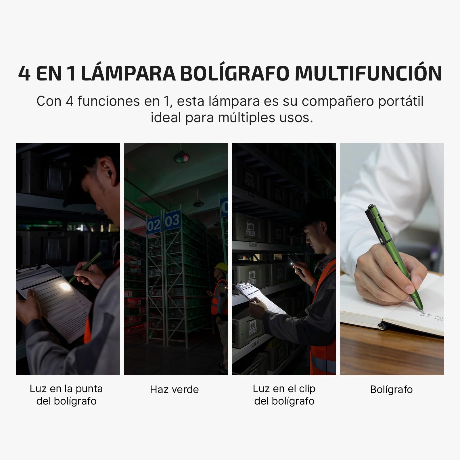 OLIGHT Open 3 Linterna de Bolígrafo LED de 120 Lúmenes con Luz Roja y Verde, Linterna Recargable EDC portátil y fácil de cargar para Escribir, Trabajar, Aventuras, Negocios Profesionales （Verde）