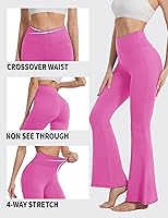 Vista 35 de ZOOSIXX Pantalones de yoga acampanados para mujer, leggings cruzados suaves con corte de bota Azul (Dusty Blue)