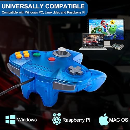 Miniatura 6 de KIWITATA Classic N64 Controller for PC, Retro N64 Wired Remote USB Game Pad Joypad Controller for Windows XP 7 8 11 & MAC & Raspberry Pi
