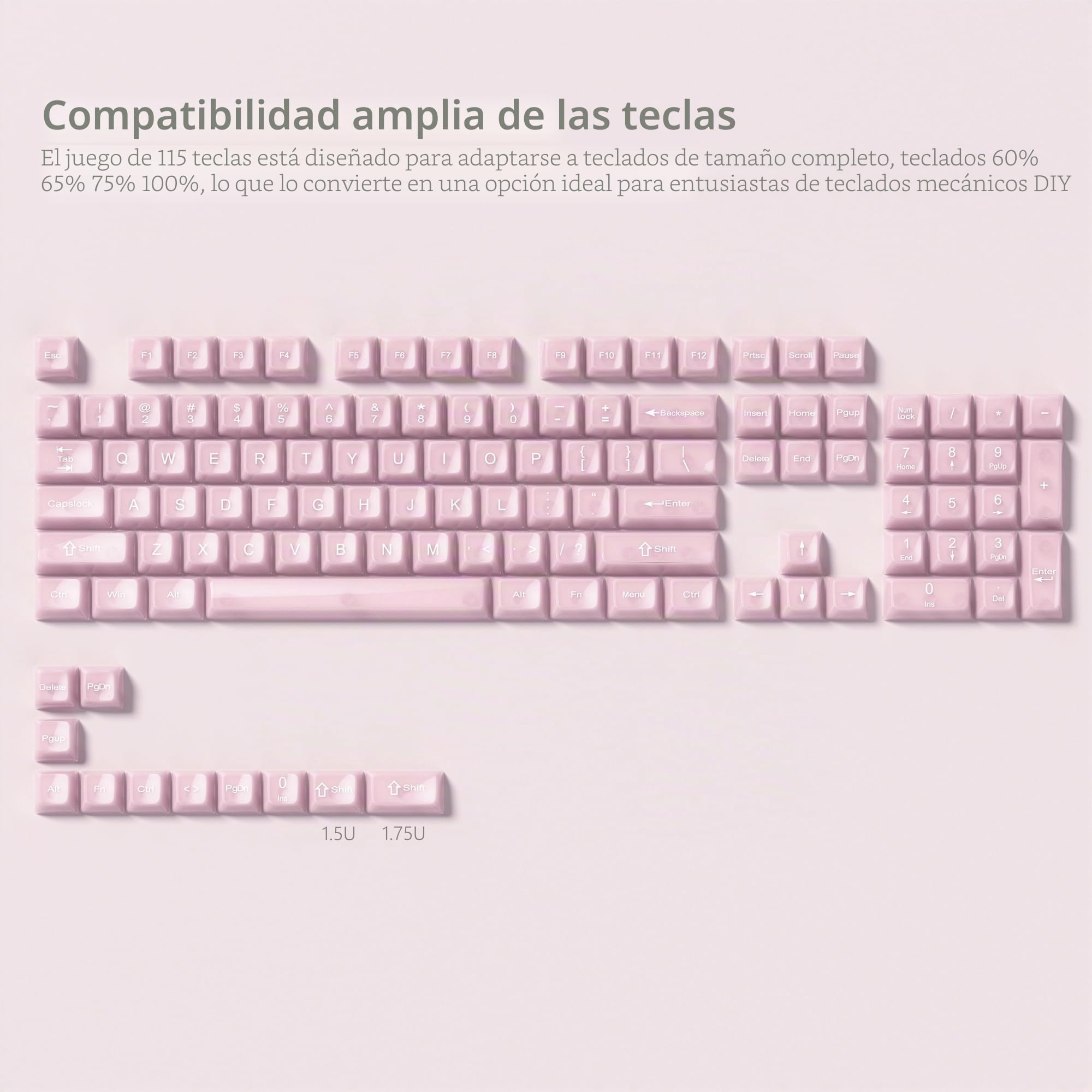 Womier Teclas de Teclado Transparentes, Rosas 60, 65, 75, 100 por ciento, Juego de Teclas Personalizadas para Cherry MX, Kailh, Outemu, Gateron (Perfil MD)