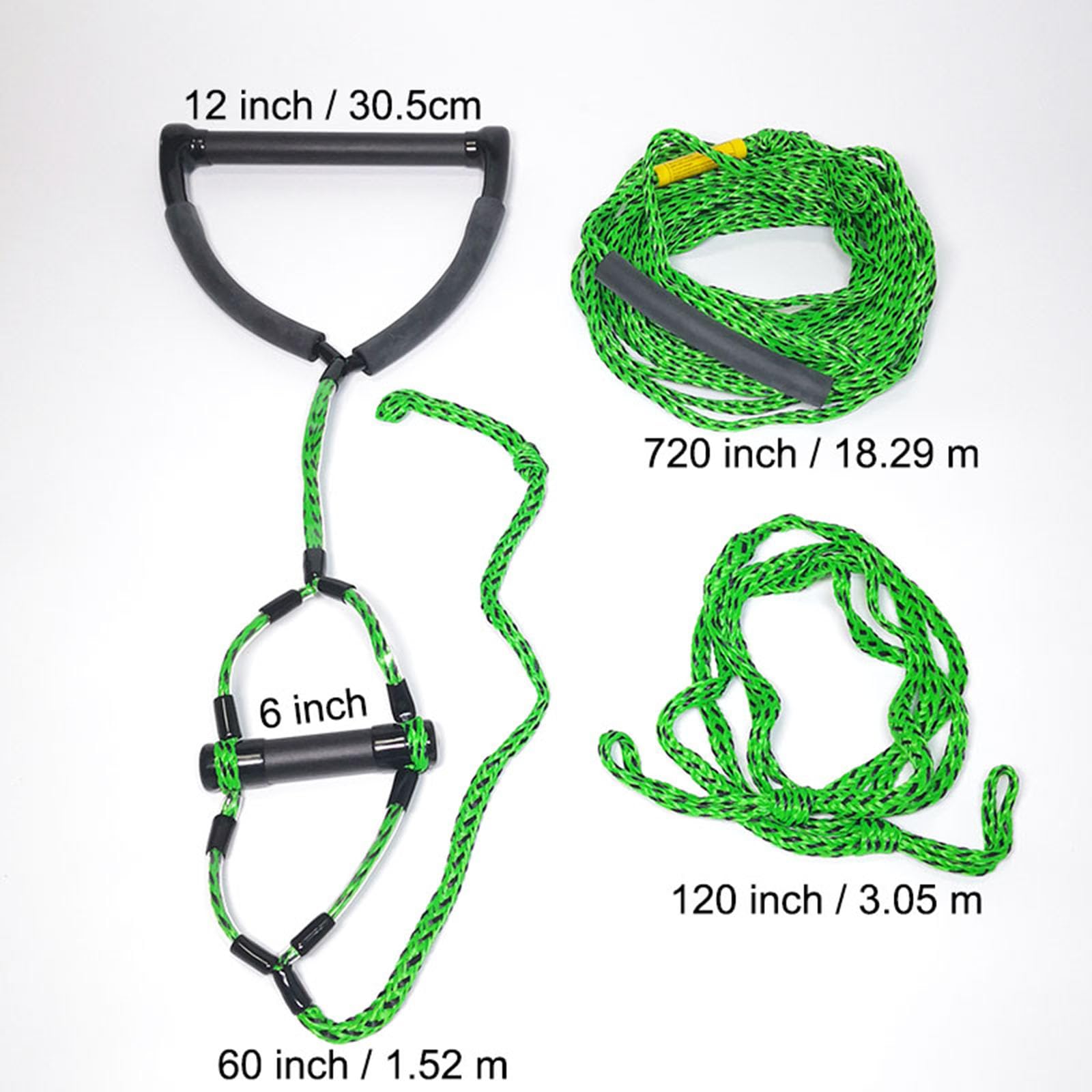 Cuerda de wakeboard de 75 pies con 2 asas, cuerda de remolque para tubos, cuerda de esquí, cuerda de remolque de barco, cuerda de esquí acuático