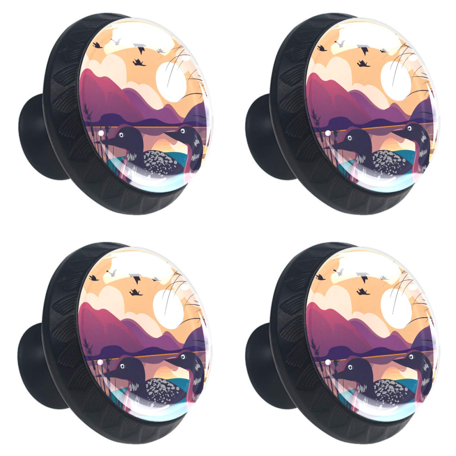 Boutons de tiroir Loon Bird en verre multicolores pour placard et meuble de maison