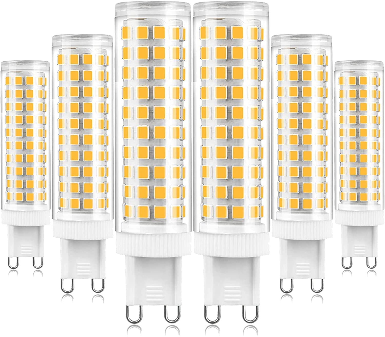 G9 LED Bulbs, 12W (100W Halogen Equivalent) Non Dimmable 1200LM 124 PCS LED lamp Beads AC 220V for Home Lighting, 360 Degree Beam, G9 Bi Pin Base,Warm White,6 Pack