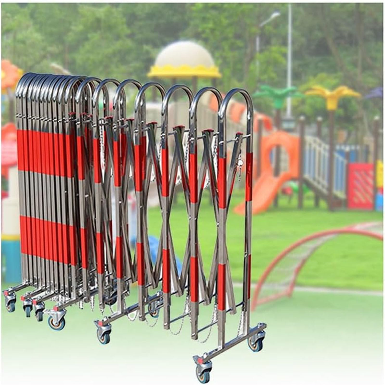 LWJSOCP Expandable Safety Barricade with Casters, Retractable Traffic Fence for Construction, Maintenance, and Crowd Control