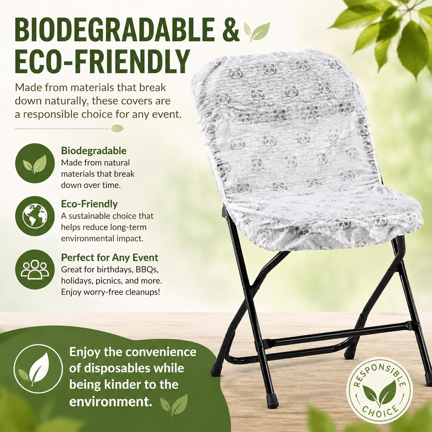 20 Pcs Disposable Chair Covers for Party: Maximum Size 55"X31.5" Biodegradable Disposable Chair Covers for Folding Chairs Reusable As Pillow Covers Or Dust Covers for Home Appliances (20)