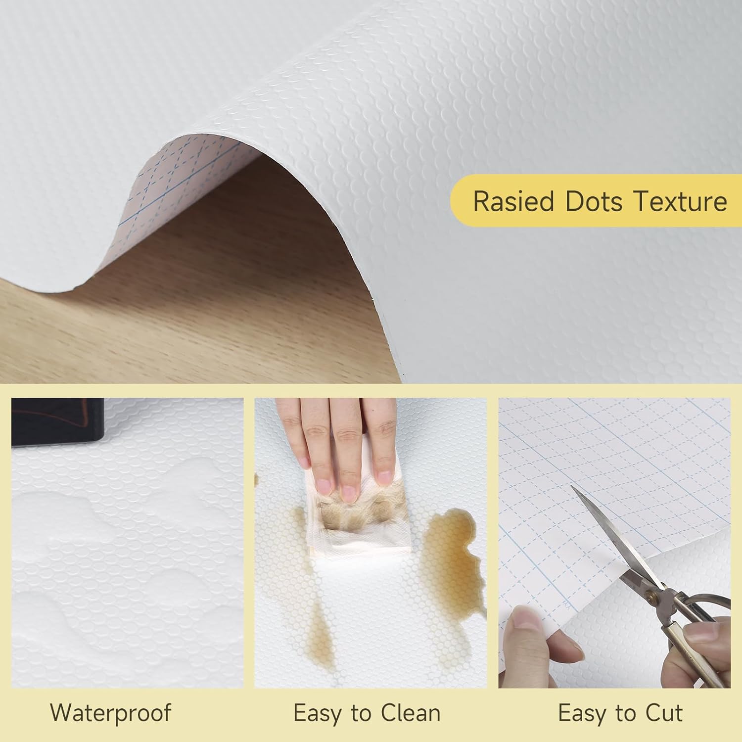 WochiTV Adhesive Shelf Liner 11.8 X 240 Inches Peel and Stick Kitchen Liner for Cabinets, Drawers Removable Protector Mat Waterproof Contact Covering for Dresser Pantry Countertops Shelves, White
