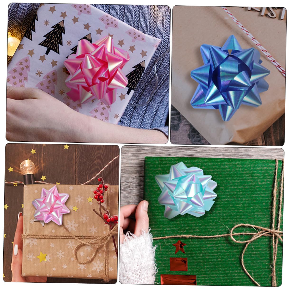 SOLUSTRE 150pezzi Fiocchi Decorativi Nastro Per Regali Con Design Fiori Per Decorazioni Festive e Incarti Facili Da Utilizzare e Realizzati Sicuro
